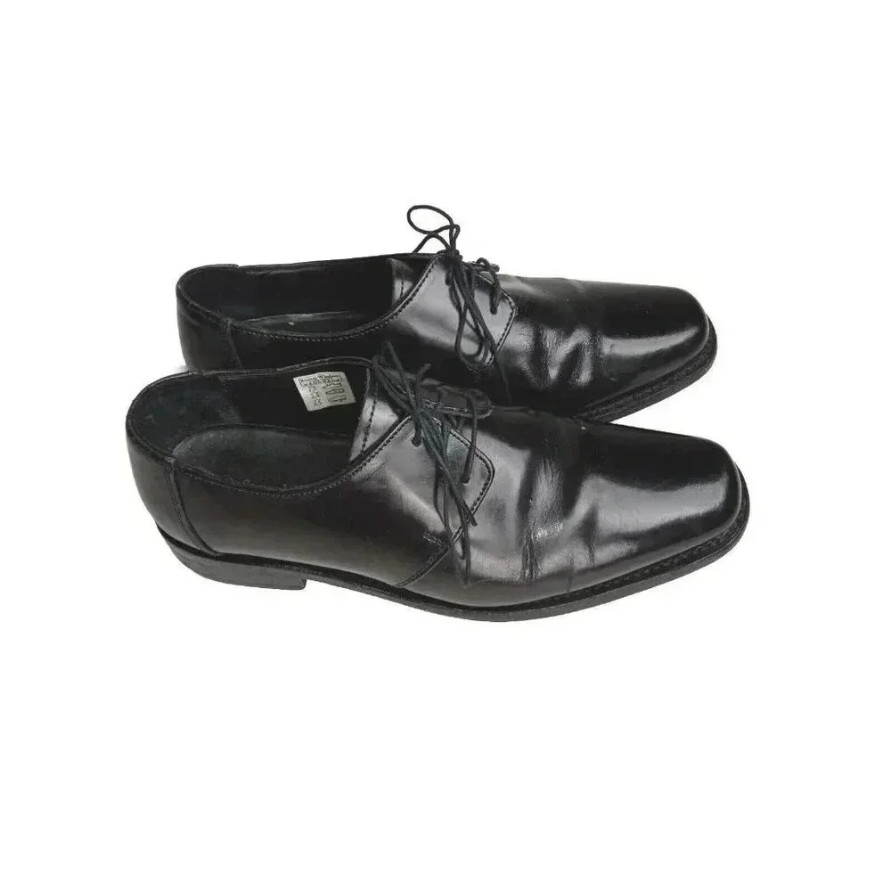 Samuel Windsor Black Leather Square  Toe Lace Up Oxfords Shoes Men's 8